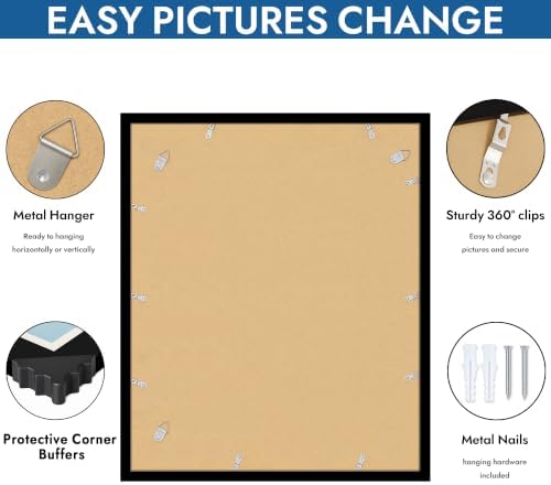 Hongkee 20x24 Picture Frame Set of 4, 20 x 24 Black Wood Style(Mat 16x20) - Image 5