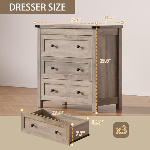 BORNOON 3-Drawer Dresser, Small Wooden Chest of Drawers with Metal Knobs, Water-Resistant Top, Storage Organizer with Anti-Tip Kit for Bedroom, Nursery, Living Room - Image 2
