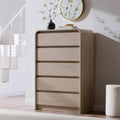 Aitjunz Modern 5 Drawers Dresser for Bedroom, 45" Tall Curved Dresser,Cream by AITJUNZ
