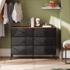 WLIVE Dresser for Bedroom with 6 Fabric Drawers, Black and Rustic Brown - Image 4
