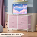 WLIVE Pink Fabric Dresser for Bedroom, 6 Drawer Dressers, Chest of Drawers - Image 2