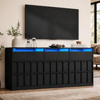 Fluted 9 Drawer Dresser for Bedroom,63" Wide Chest of Drawers w/LED Lights - Image 3