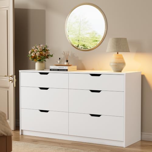 YESHOMY Dresser for Bedroom, 47.2" Modern Wood Chest with 6 Drawers, White - Image 7
