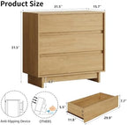 HOUROM Oak Dresser for Bedroom, 31in Modern 3 Drawer Chest of Drawers - Image 2