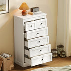 wanan Tall 6 Drawer Dresser for Bedroom, White Modern 43.3'' Tall Wood Chest of Drawers, Storage Organizer with Smooth Metal Rails & Anti-Tip Kit for Closet, Hallway, Living Room - Image 4