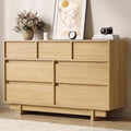 7 Drawer Oak Dresser for Bedroom, 51.5" Wide Mid Century Modern Dresser by SINROM