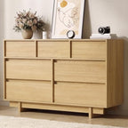 7 Drawer Oak Dresser for Bedroom, 51.5" Wide Mid Century Modern Dresser by SINROM