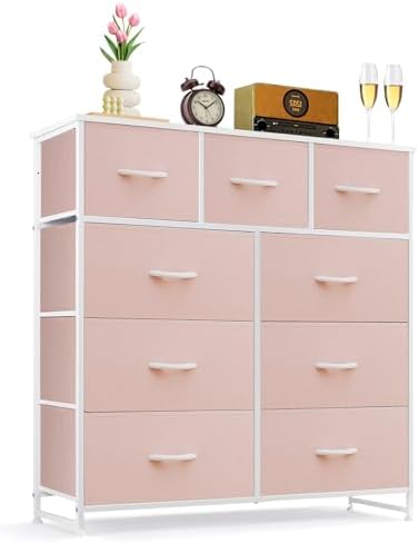 9-Drawer Dresser for Bedroom, Anti-Tip Tall Storage Organizer by SageNest