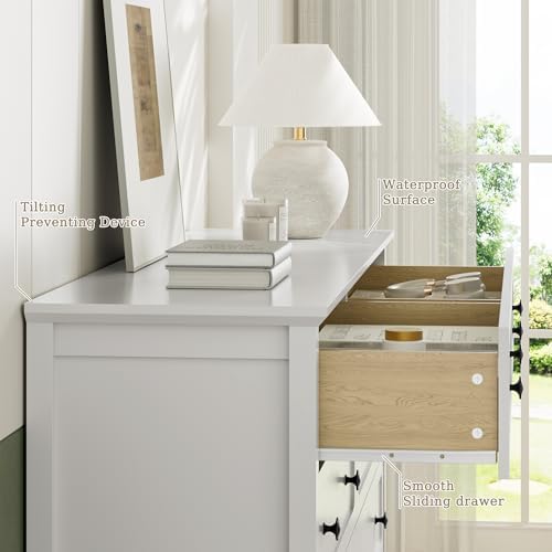 Tradare White Dresser for Bedroom, 8 Drawer Dresser with Metal Handles, 55" Wide Modern Dressers & Chest of Drawers for Living Room, Hallway, Entryway - Image 4