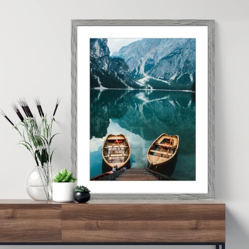Hongkee 20x30 Frame Set of 4, 20 x 30 Grey Wood Style(Mat 16x24) - Image 2