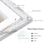 10x14 Picture Frame Set of 4, Made of Glass and Distressed White Wooden Frame, Display 8x12 Pictures with Mat or 30 x 40cm Diamond Painting Art without Mat for Wall Mounting, Gallery Photo Frames - Image 3
