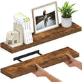 Ballucci Floating Shelves for Wall, 36" Wood Wall Shelf Set of 2, with Invisible Brackets for Bathroom, Living Room, Bedroom, Kitchen, Nursery, 8" Deep, Rustic Brown by Ballucci