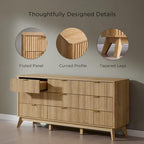 T4TREAM 63" Wide Fluted 9 Drawer Dresser for Bedroom, Natural Oak - Image 5