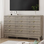 Xixini Fluted Dresser for Bedroom with 12 Drawers, 57" Wide Modern Chest of Drawers with Metal Handle, Wooden Dresser TV Stand, Wood Closet Clothes Storage Organizer for Living Room, Hallway, Grey - Image 7