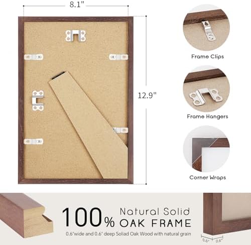 puthiac 8x12 Solid Oak Wood Picture Frame, Walnut, 1 Pack - Image 3