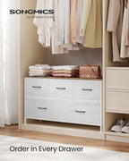 SONGMICS Dresser for Bedroom, Wide Dresser with 5 Fabric Drawers - Image 3