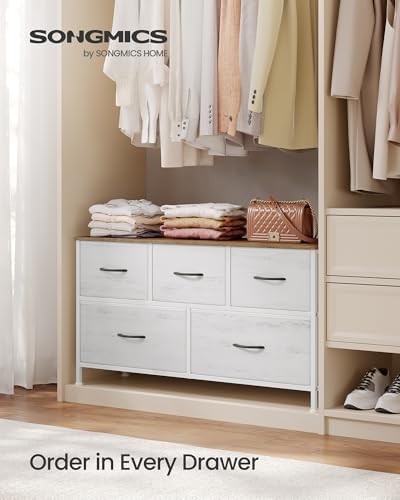 SONGMICS Dresser for Bedroom, Wide Dresser with 5 Fabric Drawers - Image 3