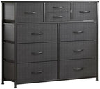 LUMTOK 10 Drawers Dresser with Fabric Bins for Bedroom,Closets，Dark Gray by LUMTOK