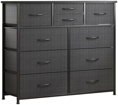 LUMTOK 10 Drawers Dresser with Fabric Bins for Bedroom,Closets，Dark Gray by LUMTOK