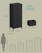 SONGMICS Dresser for Bedroom, Tall Dresser with 4 Fabric Drawers - Image 2