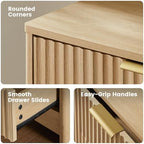 Amada Fluted 6 Drawer Dresser, Modern Wood Chest of Drawers, Natural Oak - Image 5