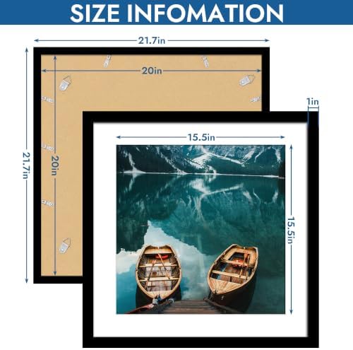 Hongkee 20x20 Frame Set of 4, 20 x 20 Black Wood Style(Mat 16x16) - Image 3