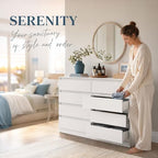White Dresser for Bedroom,Modern Large 8 Drawer Dresser with Deep Drawer,Wide Storage Chest of Drawer,Wood Bedroom Storage Organizer Furniture,TV Stand for Living Room - Image 4