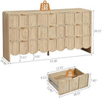 ORRD 9 Drawer Dresser for Bedroom, Modern Closet Chest of Drawers with Wave Fluted Drawer, Wood Storage Small Dresser Organizer for Nursery Bedroom Living Room Hallway Closet (Natural) - Image 2