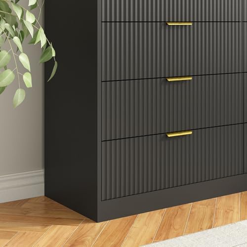 8 Drawer Fluted Dresser with Deep Drawers for Bedroom, Black丨55 Wide Modern Double Dresser, Wooden Chest of Dressers for Closet, Living Room Hallway and Entryway - Image 6