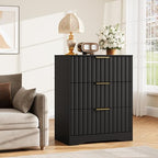 Fluted 3 Drawer Dresser for Bedroom, 30" Tall Modern Dressers, Black by METOTI