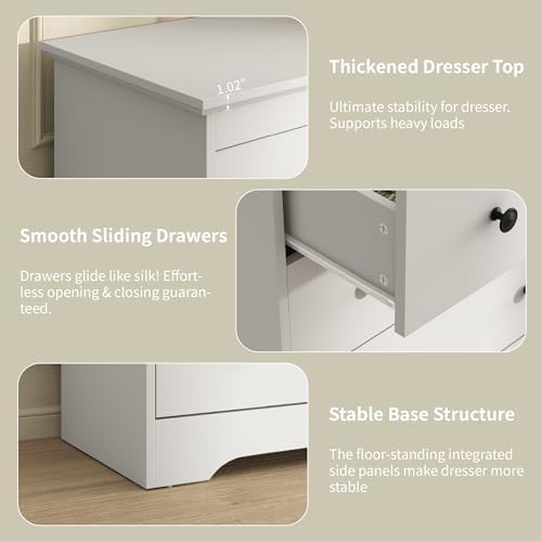 55 Inch Wide White Dresser for Bedroom, 9 Drawer Dresser with Large Drawers, Wood Chest for Living Room, Hallway - Image 4