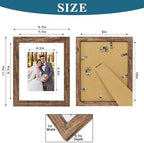 Hongkee 8x10 Picture Frame Set of 4, Made of Real Glass and Rustic Brown Wooden Frame, 8 by 10 Photo for Wall or Tabletop - Display Picture 5x7 with Mat or 8x10 Without Mat - Image 3