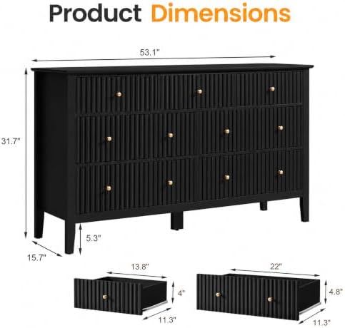 RoyalCraft 7 Drawer Dresser for Bedroom, 53" Wide, Wooden Chest of Drawers - Image 2