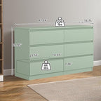 Vibe & Dine 6 Drawer Double Dresser, Modern Chest of Drawers with Wide Storage for Closet, Bedroom, Living Room (Light Green) - Image 3
