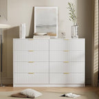 Furniway White 8 Drawer Dresser for Bedroom, Modern Dresser with Smooth Slides, Wide Chest of Drawers with Golden Handles for Bedroom, Living Room, Closet, 15.7" D x 55" W x 37.4" H - Image 7