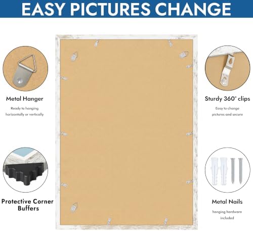Hongkee 20x28 Picture Frame Set of 4, 20 x 28 Distressed White Wood Style - Image 5