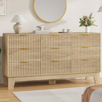 Garvee 9 Drawer Dresser for Bedroom, 59" Wide Fluted Chest of Drawers, Oak by Garvee