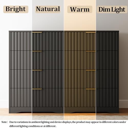 Fluted 8 Drawers Dresser for Bedroom, 55" Wide Wood Dressers, Black - Image 5