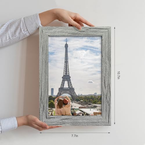 Hongkee 6x9 Picture Frame Set of 4, Made of Real Glass and Grey Wooden Frame - 6 by 9 Photo for Wall or Tabletop Display - Image 2