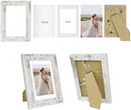 Hongkee 4x6 Picture Frame Set of 4, Made of Real Glass and Distressed White Wooden Frame, 4 by 6 Photo for Wall or Tabletop - Display Picture 3.5x5 with Mat or 4x6 Without Mat - Image 2