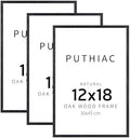 puthiac 12x18 Solid Oak Wood Picture Frames, Black, 3 Pack by PUTHIAC