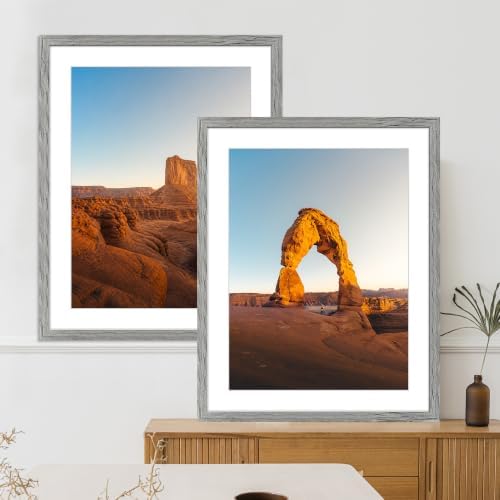 Hongkee 20x28 Picture Frame Set of 4, 20 x 28 Grey Wood Style(Mat 16x24) - Image 6
