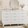 Xixini Fluted Dresser for Bedroom with 12 Drawers, 57" Wide Modern Chest of Drawers with Metal Handle, Wooden Dresser TV Stand, Wood Closet Clothes Storage Organizer for Living Room, Hallway, White by Xixini