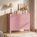 RoyalCraft 32" Large Nightstand, Fluted Painted Wood Dresser with 3 Spacious Drawers, Modern Bedside Table for Bedroom, Living Room, Pink by Bringyoubetterlife