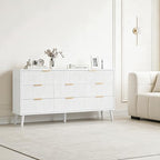 Fluted Dresser for Bedroom with 8 Drawers, Wooden Dresser with Metal Handle, White Dresser for Bedroom, Wood Closet for Hallway, Modern Storage Organizer for Living Room BDR104WW by Unknown