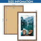 Hongkee 16x24 Frame Set of 4, 16 x 24 Rustic Brown Wood Style(Mat 12x18) - Image 3