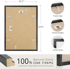 puthiac 10x14 Solid Oak Wood Picture Frames, Black, 3 Pack - Image 3