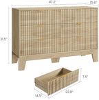 Garvee 6 Drawer Dresser for Bedroom, 47" Wide Fluted Chest of Drawers, Oak - Image 2