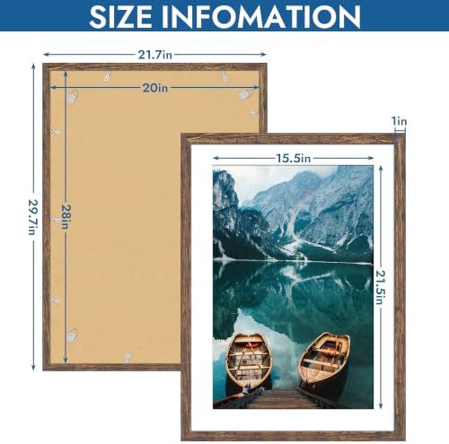 Hongkee 20x28 Picture Frame Set of 4, 20 x 28 Rustic Brown Wood Style - Image 3