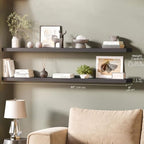 Ballucci Floating Shelves for Wall, 60" Wood Wall Shelf Set of 2, with Invisible Brackets for Bathroom, Living Room, Bedroom, Kitchen, Nursery, 8" Deep, Black - Image 2